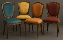 Chaise de style Louis XVI en bois massif avec dossier en bouclier