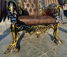 Fauteuil trône baroque Aigle Royal sculpté main avec assise large Meubles Dobois