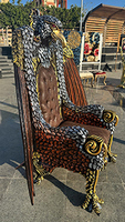Fauteuil trône royal Aigle baroque argenté et noir Meubles Dobois