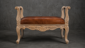 bout-de-lit style-baroque meubles-dobois bois laqué noir tissu cuir gris anthracite