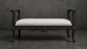banc style-baroque meubles-dobois bois hêtre brut tissu zèbre naturel