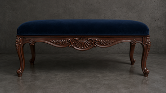 banc style-baroque meubles-dobois bois doré tissu velours noir