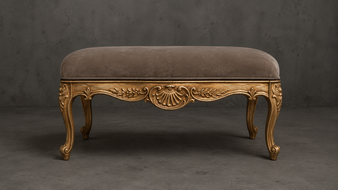 banquette style-baroque meubles-dobois bois bleu pétrole tissu velours bleu pétrole