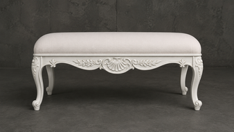 bout-de-lit style-baroque meubles-dobois bois hêtre brut tissu lin beige
