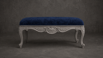 banc style-baroque meubles-dobois bois hêtre brut tissu lin écru