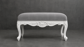 bout-de-lit style-baroque meubles-dobois bois laqué gris tissu velours gris