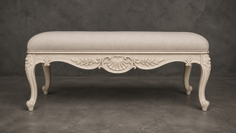 banc style-baroque meubles-dobois bois doré tissu velours bordeaux