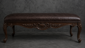 banquette style-baroque meubles-dobois bois laqué taupe tissu velours taupe