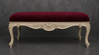 banquette style-baroque meubles-dobois bois noir satiné tissu zèbre noir et blanc