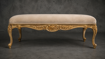 bout-de-lit style-baroque meubles-dobois bois blanc satiné tissu zèbre noir et blanc