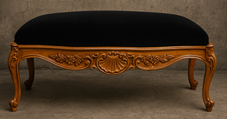 Banquette style baroque en bois massif sculpté Meubles Dobois