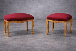 banquette style louis xv ou baroque en bois dore et tissu velours