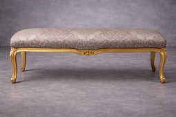 banquette style louis xv ou baroque en bois dore et tissu velours
