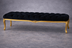 banquette baroque en velours et bois chene ou doré