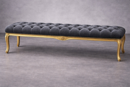 banquette style louis xv ou baroque en bois dore et tissu velours