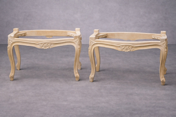 banquette baroque en velours et bois chene ou doré