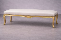 banquette baroque en velours et bois chene ou doré