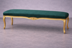 banquette baroque en velours et bois chene ou doré