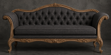 Canapé Cabriolet Style Louis XV - Modèle 812 - canapé cabriolet style louis xv 3 places bois cérusé noir tissu velours - MEUBLES DOBOIS - vue 37