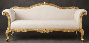Banquette Cabriolet Style Louis XV - Modèle 812 - banquette cabriolet style louis xv 2 places bois doré tissu cuir - MEUBLES DOBOIS - vue 48