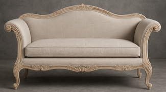Banquette Cabriolet Style Louis XV - Modèle 812 - banquette cabriolet style louis xv 3 places bois cérusé blanc tissu cuir - MEUBLES DOBOIS - vue 52