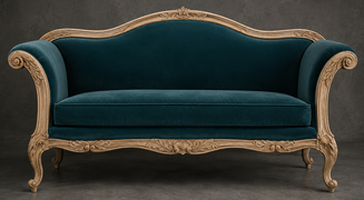 Banquette Cabriolet Style Louis XV - Modèle 812 - banquette cabriolet style louis xv 2 places bois doré tissu velours - MEUBLES DOBOIS - vue 54