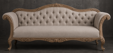 Banquette Cabriolet Style Louis XV - Modèle 812 - banquette cabriolet style louis xv 3 places bois cérusé blanc tissu velours - MEUBLES DOBOIS - vue 58