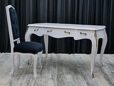 Bureau baroque bi-ton blanc et gris - MEUBLES DOBOIS