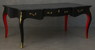 Bureau baroque laqué gris et blanc - MEUBLES DOBOIS