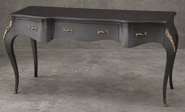 Bureau baroque galbé sculpté avec ornements bronze