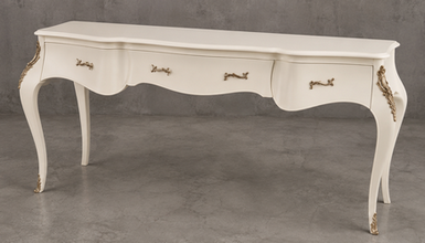 Bureau baroque laqué blanc crème pour bureau de direction