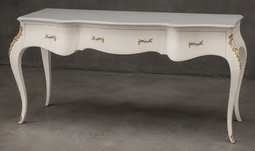 Bureau baroque laqué blanc crème sur mesure