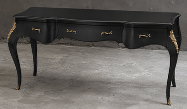Bureau de style baroque laqué noir mat ou brillant