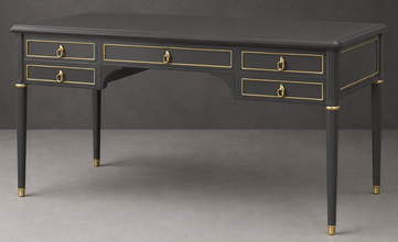 Bureau Louis XVI laqué pieds fuselés cannelés