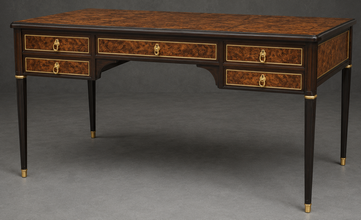Bureau de style Louis XVI en marqueterie 5 tiroirs