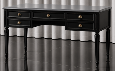 Bureau de style Louis XVI en bois massif de hêtre avec moulures et finition artisanale