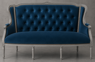 Banquette de salon 3 pans à oreilles style Louis XVI - LES MEUBLES DOBOIS