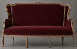 Banquette canapé style Louis XVI à dossier enveloppant - LES MEUBLES DOBOIS