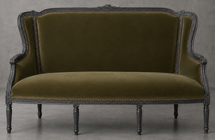 Salon style Louis XVI avec canapé 3 pans à oreilles - LES MEUBLES DOBOIS