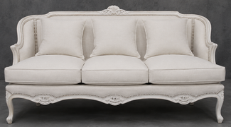 Banquette Cabriolet en Gondole Style Louis XV - Modèle 815 - canapé gondole style louis xv canapé cabriolet gondole style louis xv 3 places lin beige naturel - MEUBLES DOBOIS - vue 98