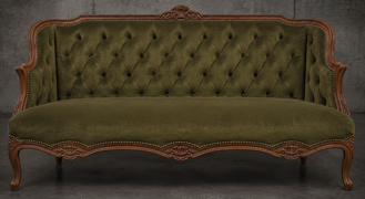 Banquette Cabriolet en Gondole Style Louis XV - Modèle 815 - canapé gondole style louis xv canapé cabriolet gondole style louis xv 3 places cuir cognac - MEUBLES DOBOIS - vue 100