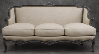 Banquette Cabriolet en Gondole Style Louis XV - Modèle 815 - canapé gondole style louis xv canapé cabriolet gondole style louis xv 3 places tissu blanc cassé - MEUBLES DOBOIS - vue 108