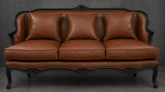 Banquette Cabriolet en Gondole Style Louis XV - Modèle 815 - canapé gondole style louis xv canapé cabriolet gondole style louis xv 3 places velours bleu nuit - MEUBLES DOBOIS - vue 114