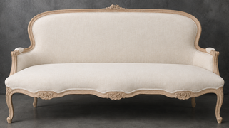 Banquette Cabriolet en Gondole Style Louis XV - Modèle 813 - canapé gondole style louis xv canapé cabriolet gondole style louis xv 3 places lin beige naturel - MEUBLES DOBOIS - vue 62