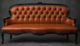 Banquette Cabriolet en Gondole Style Louis XV - Modèle 813 - canapé gondole style louis xv canapé cabriolet gondole style louis xv 3 places cuir cognac - MEUBLES DOBOIS - vue 70