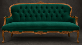 Banquette Cabriolet en Gondole Style Louis XV - Modèle 813 - canapé gondole style louis xv canapé cabriolet gondole style louis xv 3 places velours bleu nuit - MEUBLES DOBOIS - vue 78