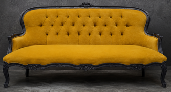 Banquette Cabriolet en Gondole Style Louis XV - Modèle 813 - canapé gondole style louis xv canapé cabriolet gondole style louis xv 3 places velours vert foncé - MEUBLES DOBOIS - vue 80