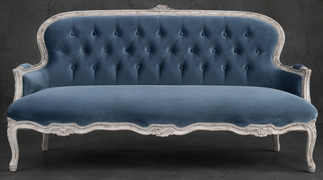 Canapé Cabriolet en Gondole Style Louis XV - Modèle 813 - canapé gondole style louis xv canapé cabriolet gondole style louis xv 2 places velours bleu canard - MEUBLES DOBOIS - vue 85