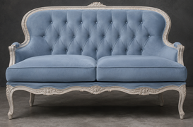 Banquette Cabriolet en Gondole Style Louis XV - Modèle 813 - canapé gondole style louis xv canapé cabriolet gondole style louis xv 3 places velours gris foncé - MEUBLES DOBOIS - vue 88