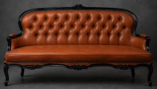 Banquette Cabriolet en Gondole Style Louis XV - Modèle 813 - canapé gondole style louis xv canapé cabriolet gondole style louis xv 3 places velours vert olive - MEUBLES DOBOIS - vue 90